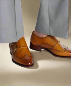 Victoria Sun Tan Leather Double Monk for Women